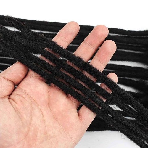 100% Real Human Hair 0.2cm Width 8 Inch Loc extensions Human Hair with Curly Ends 50 Strands per pack Full Handmade Dreadlock Extensions Can be dyed and bleached for Men Women Kids (8 Inch-50)
