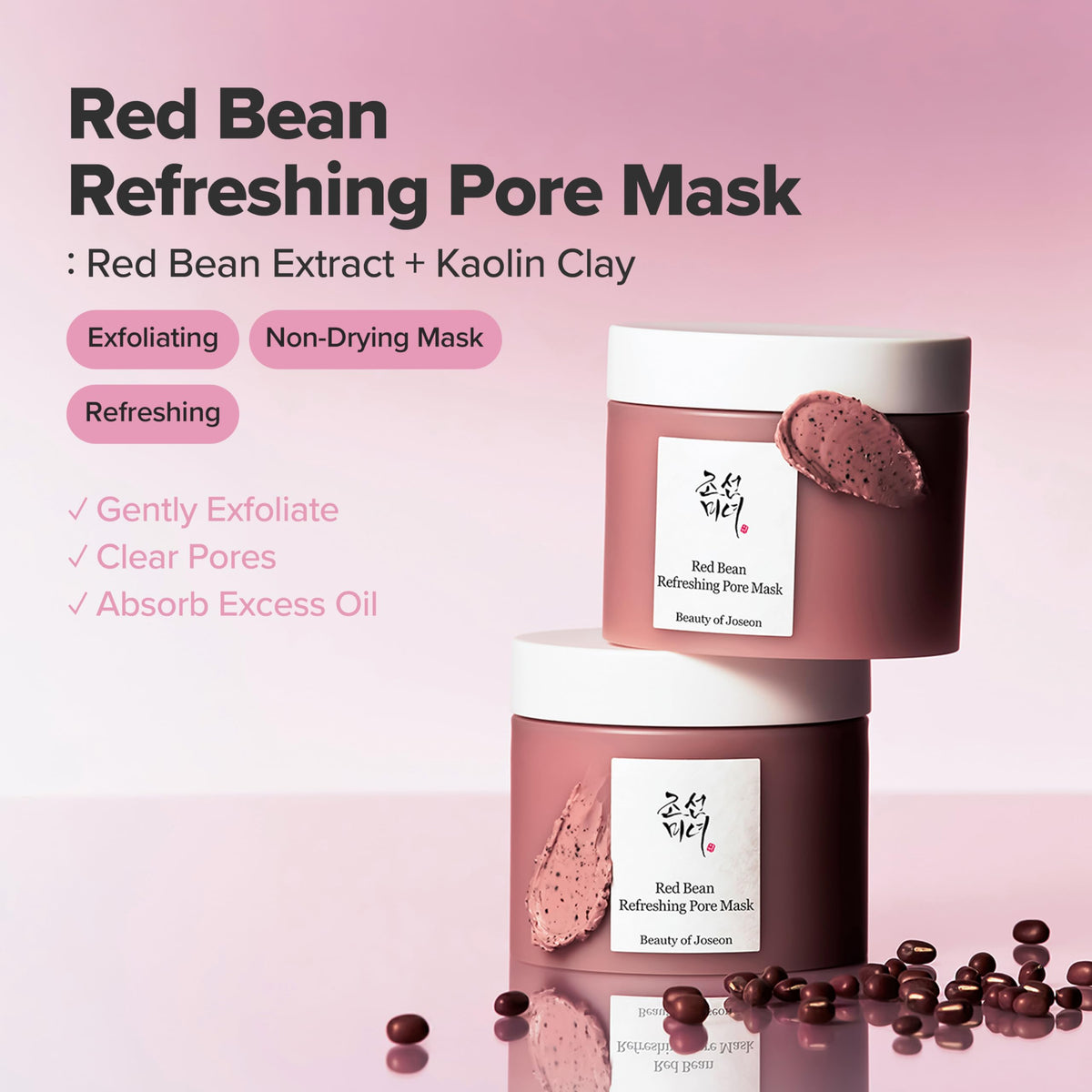 Beauty of Joseon Red Bean Pore Refreshing Mask Mud Cream Hydrating Wash Off Pack, Pore Cleansing Exfoliator, Korean Skin Care for Men and Women 140ml, 4.73 fl.oz