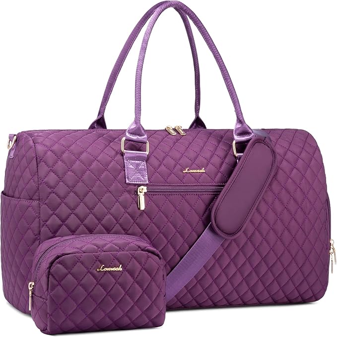LOVEVOOK Travel Duffle Bag, Weekender Bag for Women with Toiletry Bag, Carry on Overnight Bag with Shoe Compartment, Gym Duffel Bag with Wet Pocket, Mommy Hospital Bags for Labor and Delivery