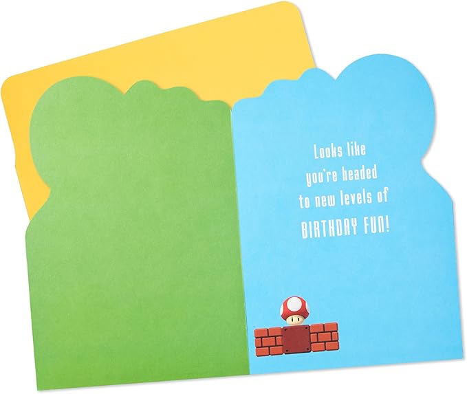 Hallmark Nintendo Super Mario Bros. Birthday Card (New Level of Fun) for Kids, Teens, Gamers