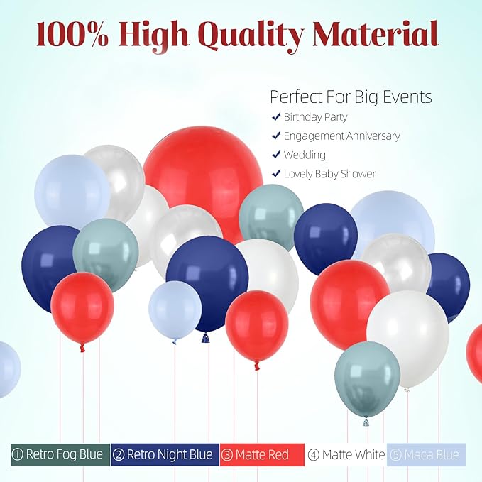 FunHot Baseball Balloon Arch Garland Kit, Navy Blue and Red Balloon Garland with White Balloons Baseball Foil Balloons Birthday Party for Men Boys Sports Baseball Graduation Party Decorations