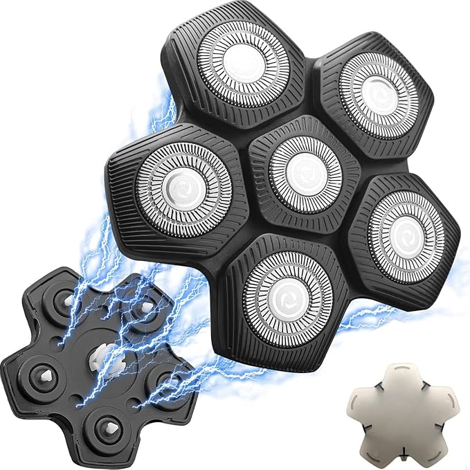 FOXSONIC 6 Blades Universal Magnetic Shaver Blades for Head Shaver and Other Brands Head Shaver