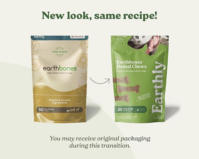 Earthbones Dental Chews for Dogs 10-20lbs, 30 Bones