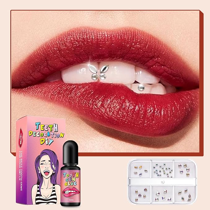 Nelikoo Tooth Gem Kit，Fashionable DIY Smile Jewelry Crystals Tooth Gems Kit for Teeth for Fashion & Parties