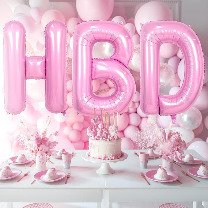 Biapian 40 Inch Letter Balloons, Light Pink Letter P Balloon Giant, Alphabet P Balloon Foil with Straw, Macaron Pink Letters Balloon for Girls Women Birthday Party Baby Shower Anniversary Decoration