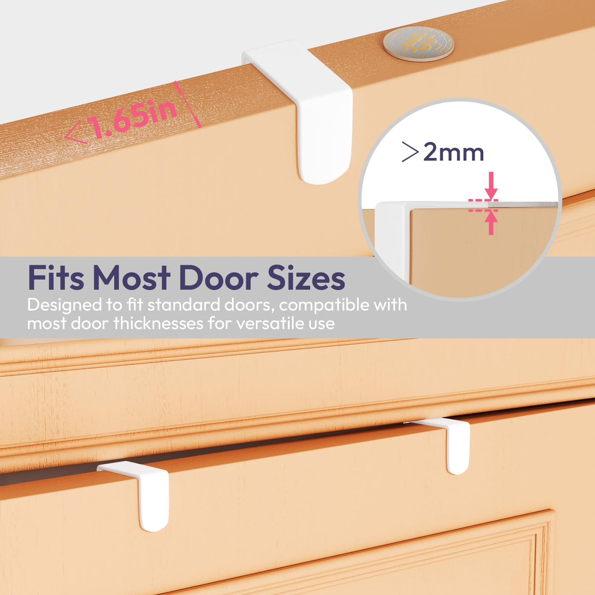 SWTYMIKI Over The Door Hook with 16 Hooks & Mesh Baskets - Heavy Duty Over The Door Organizer Hanger for Towels, Coats, Clothes - Space Saving Hanging Rack for Bathroom, Living Room, White