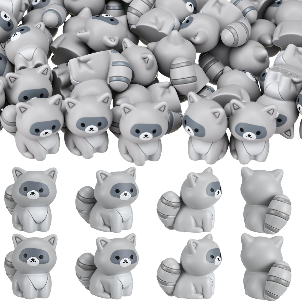 Geelin 50 Pcs Mini Resin Raccoon Figurines Small Animal Ornament Charms