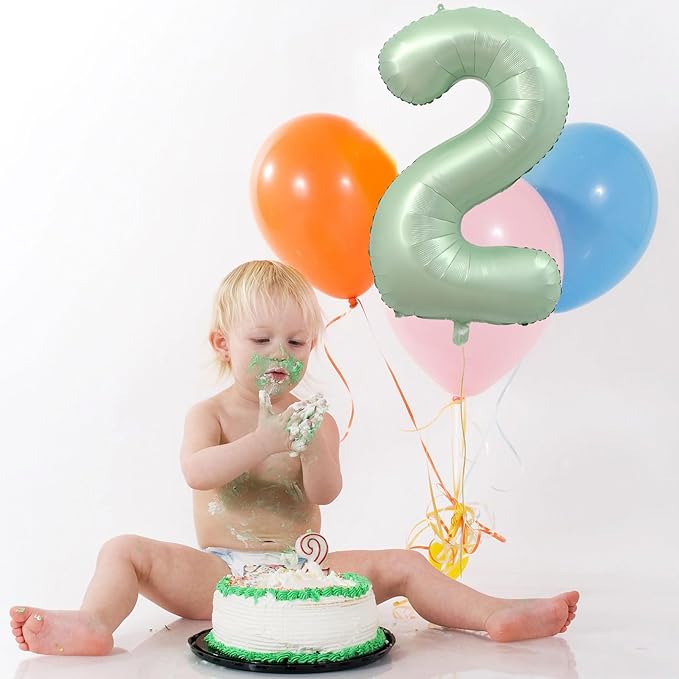 40 Inch Olive Green Large Number Balloons 0-9, Number 2 Balloons Foil Mylar Big Number Balloons, Helium Number Balloons Decorations For Birthday, Anniversary Events, Wedding Party