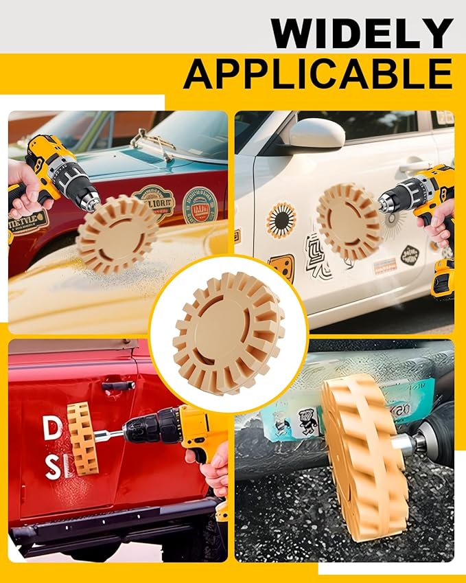 4 inch Serrated Rubber Eraser Wheel,Decal Remover Eraser Wheel- Adhesive Remover Tool, Pinstripe, Sticker, Vinyl Removal Tool Kit for Cars, RVs