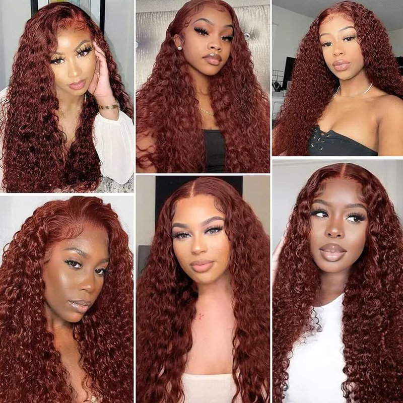 Reddish Brown Bundles Human Hair Water Wave Bundles #33 Copper Red 3 Bundles 12 14 16 Inch Brazilian Remy Auburn Brown Human Hair Extensions 300g Total Double Weft for Women
