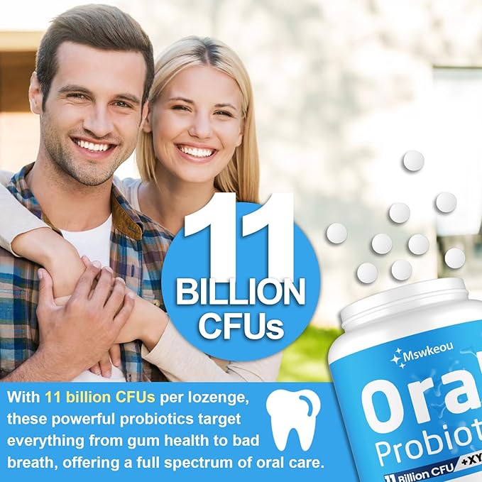 Oral Probiotics for Mouth Bad Breath for Adults 11 Billion CFU, Best Breath Oral Dental Probiotics for Teeth & Gums, Dry Mouth, Gum Restore, Fresh Breath, Chronic Halitosis & Gut Health, 2 Pack