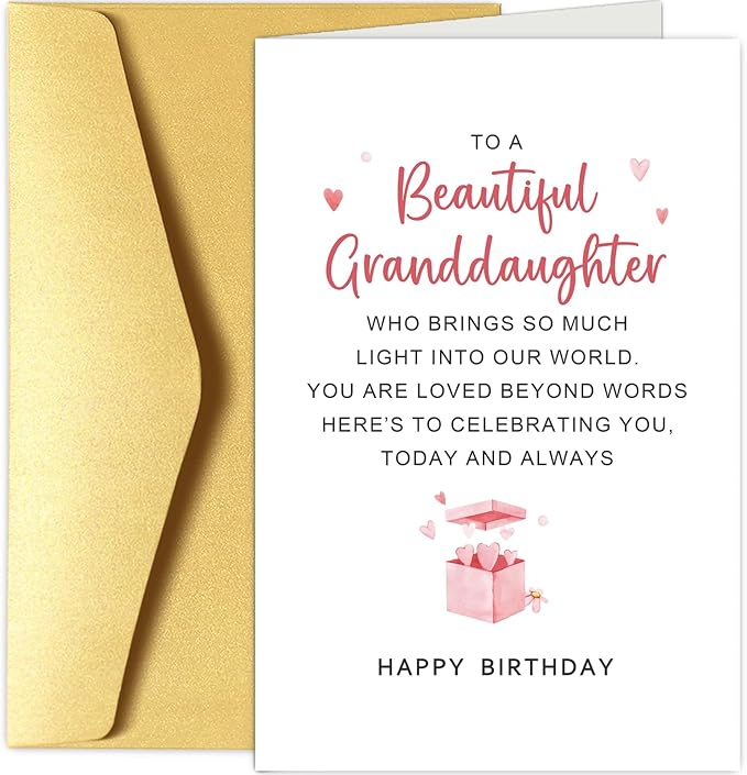 Chenive Granddaughter Birthday Card from Grandparents, Granddaughter Birthday Gifts, Sweet Birthday Card for Granddaughter, Happy Birthday Card to a Beautiful Granddaughter