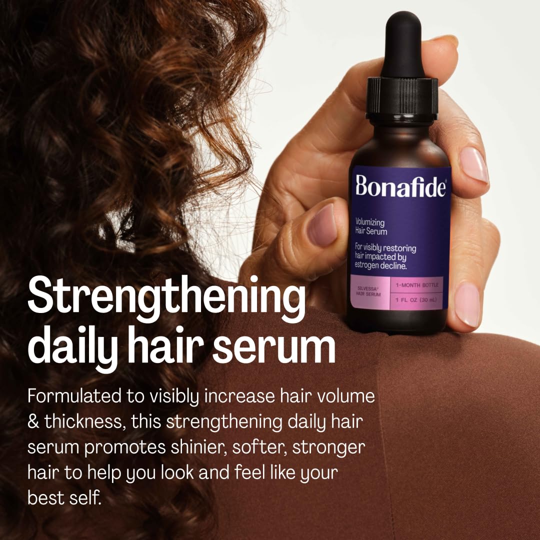 Bonafide Silvessa Strengthening Daily Hair Serum – Hormone-Free, Drug-Free Support for Hair During Menopause – 30 Day Supply (1 fl oz)