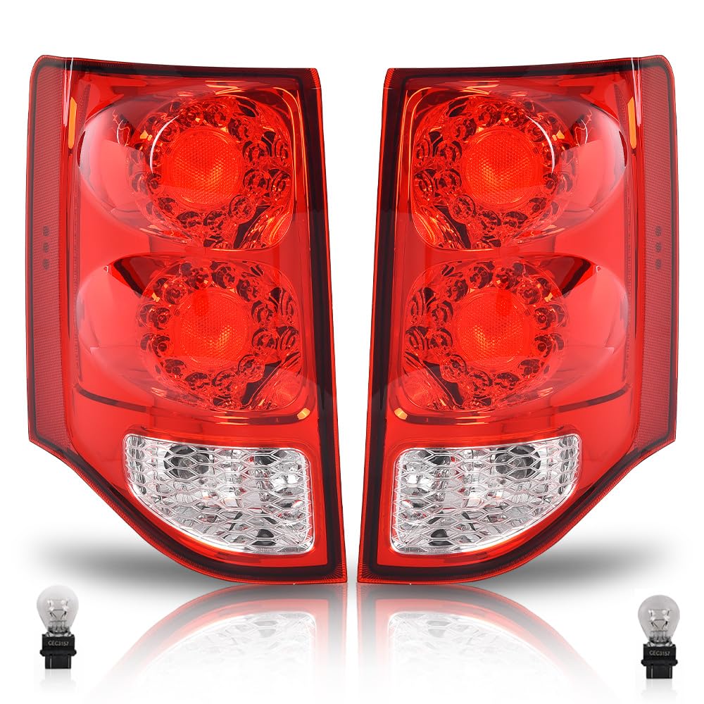 DOTCOM LED Tail Lights Assembly Pair Compatible With Dodge Grand Caravan 2011-2020 W/Bulb Rear Tail Brake Lamps 5182535AD 518253