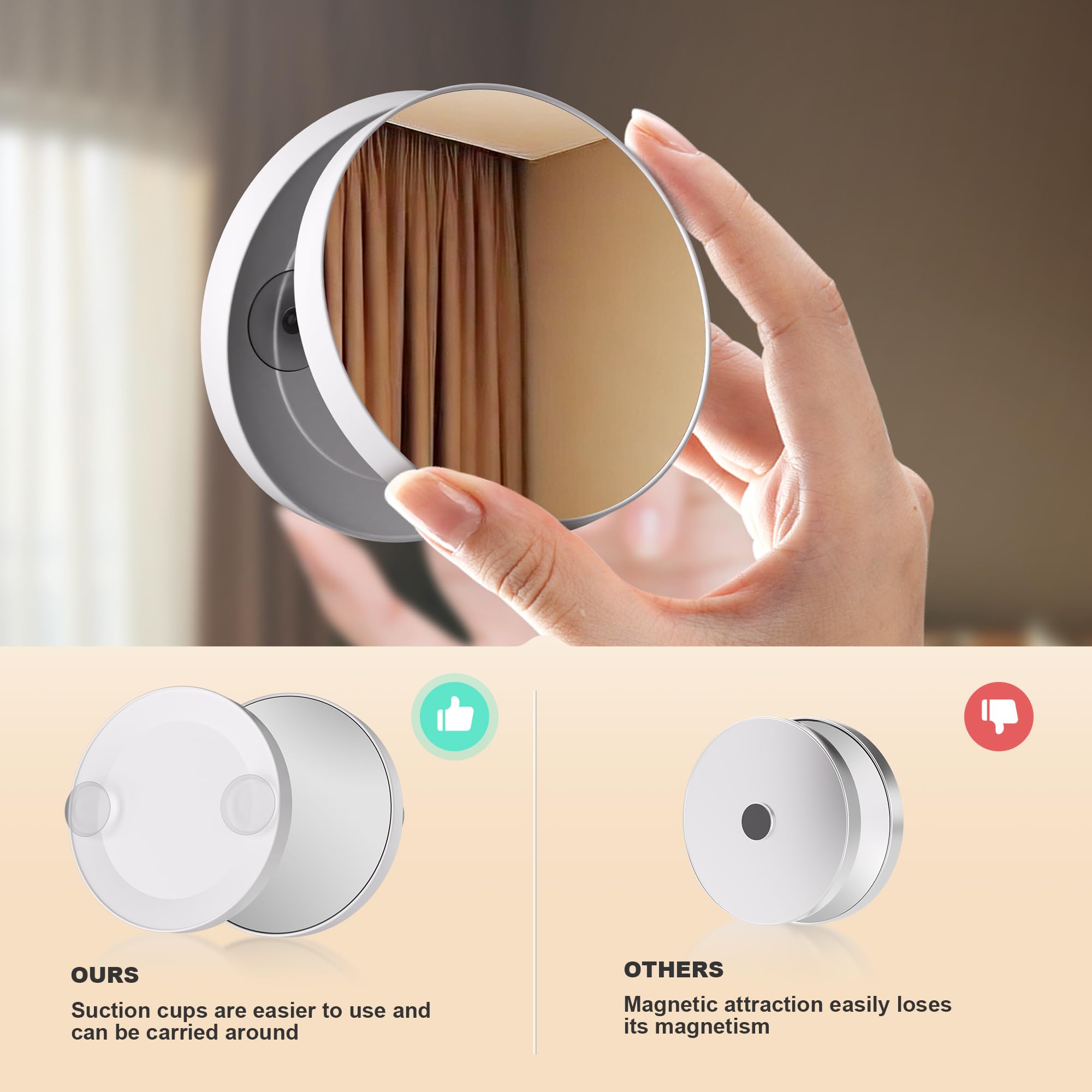 MINISO Vanity Mirror with Lights, 9.8" x 11.8" LED Makeup Mirror, Light & Brightness Adjustment, Smart Sensor, Aluminum Alloy Metal White Frame, with 5X Magnifying Glass