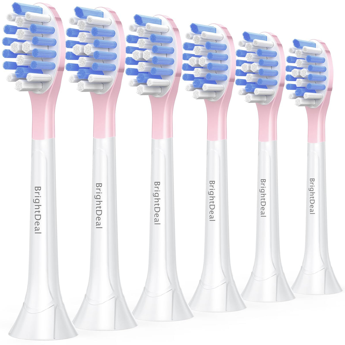 BrightDeal Replacement Heads for Philips Sonicare ProtectiveClean 4100 5100 6100 DiamondClean 9500 ExpertClean 7500 FlexCare HealthyWhite Electric Sonic Toothbrush C3 G3 W3 C2 G2, LightPink, 6 Pack