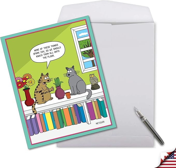NobleWorks Extra Large Hilarious Birthday Greeting Card From Us 8.5 x 11 Inch with Envelope (1 Pack) Oversize Jumbo Bday Cat Spark Joy J7297BDG-US