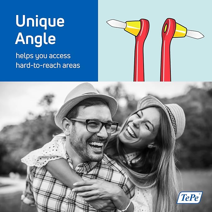 TePe Interspace Angled Soft Toothbrush for Braces with Single-End Tuft and Removable Head, 12 Pack