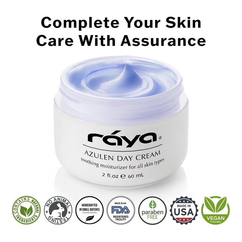 Raya Azulen Cream (301) | Moisturizing Day and Night Face Cream for Combination and Sensitive Skin | Refines, Tones, and Tightens | Made with Soothing Azulene