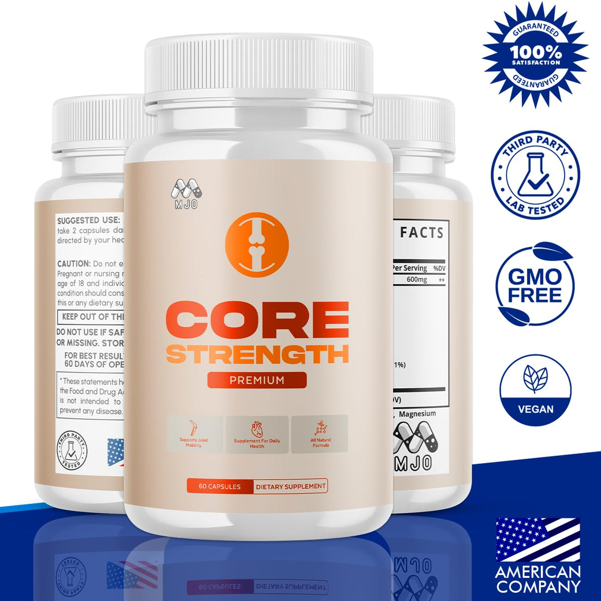 (3 Pack) Core Strength Supplement for Joint Support, Official Core Strength Joint Pills with All Natural Ingredients, Advanced Health & Wellness Support with Max Strength Multivitamins (180 Capsules)