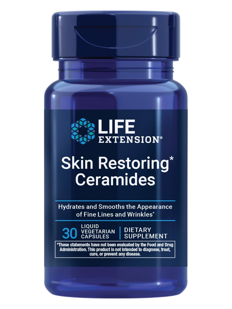 Life Extension Skin Restoring Ceramides* – Wheat Oil Extract – Hydrates & Smooths the Appearance of Fine Lines & Wrinkles – Gluten-Free, Non-GMO, 1-Daily, Vegetarian – 30 Liquid Capsules