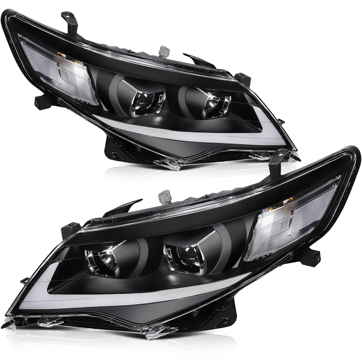 OCPTY Headlight Assembly Pair Replacement For Toyota Camry 2012-2014 Black Housing Clear Reflector Clear Lens Driver Passenger S