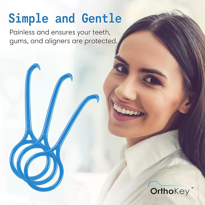 OrthoKey Clear Aligner Removal Tool - Expert Grabber Remover for Invisible Removable Braces & Retainers - Innovative Dental Accessory for Effortless Alignment Care - Blue, 3-Pack