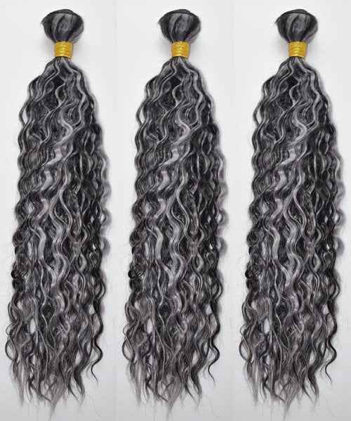 Condescension Bundles Human Hair 16 18 20" inch Jerry Curly Human Hair Bundles Highlight Grey Unprocessed Quick Weave Hair for Black Women