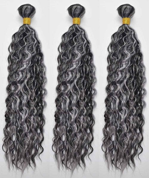 Habiliana Bundles Human Hair 20 22 24 Inch Jerry Curly Wave P4/GREY Human Hair Bundles 11A Unprocessed Brazilian Virgin Quick Weave Hair Extensions for Black Women