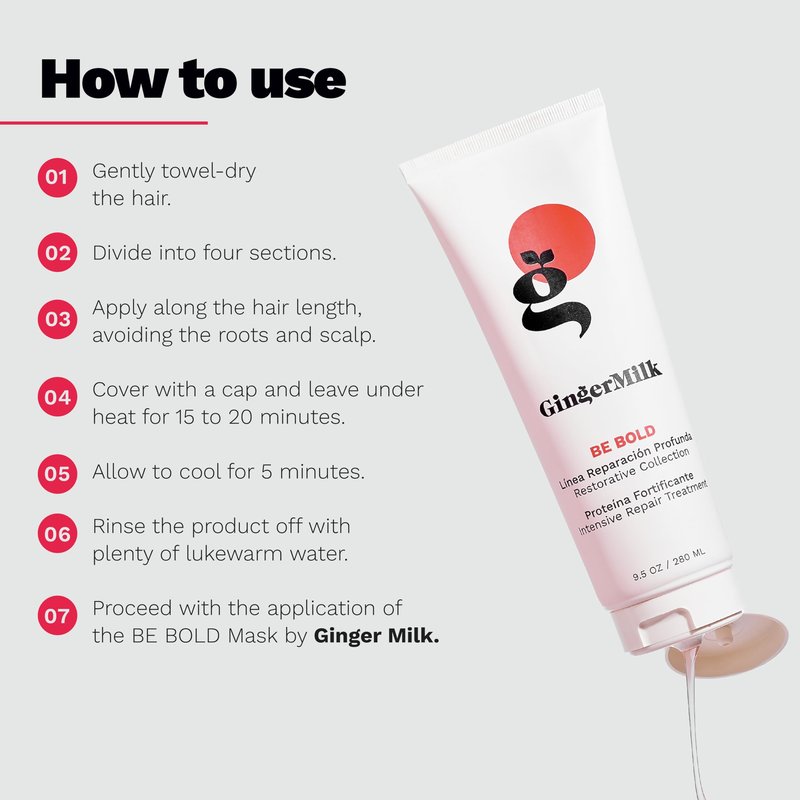 GINGER MILK - Hair Strengthening Protein | Nourishes, replenishes and protects the hair fiber | Ginger extract, biotin and vitamin E | Be Bold (9 fl oz.)