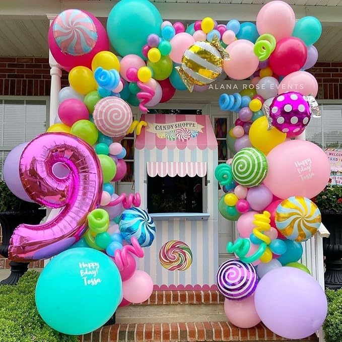 Pastel Donut Balloon Garland Kit,151Pcs Pink Purple Yellow Blue Candy Donut Balloons for Two Sweet One Summer Sprinkle Birthday Party Decorations