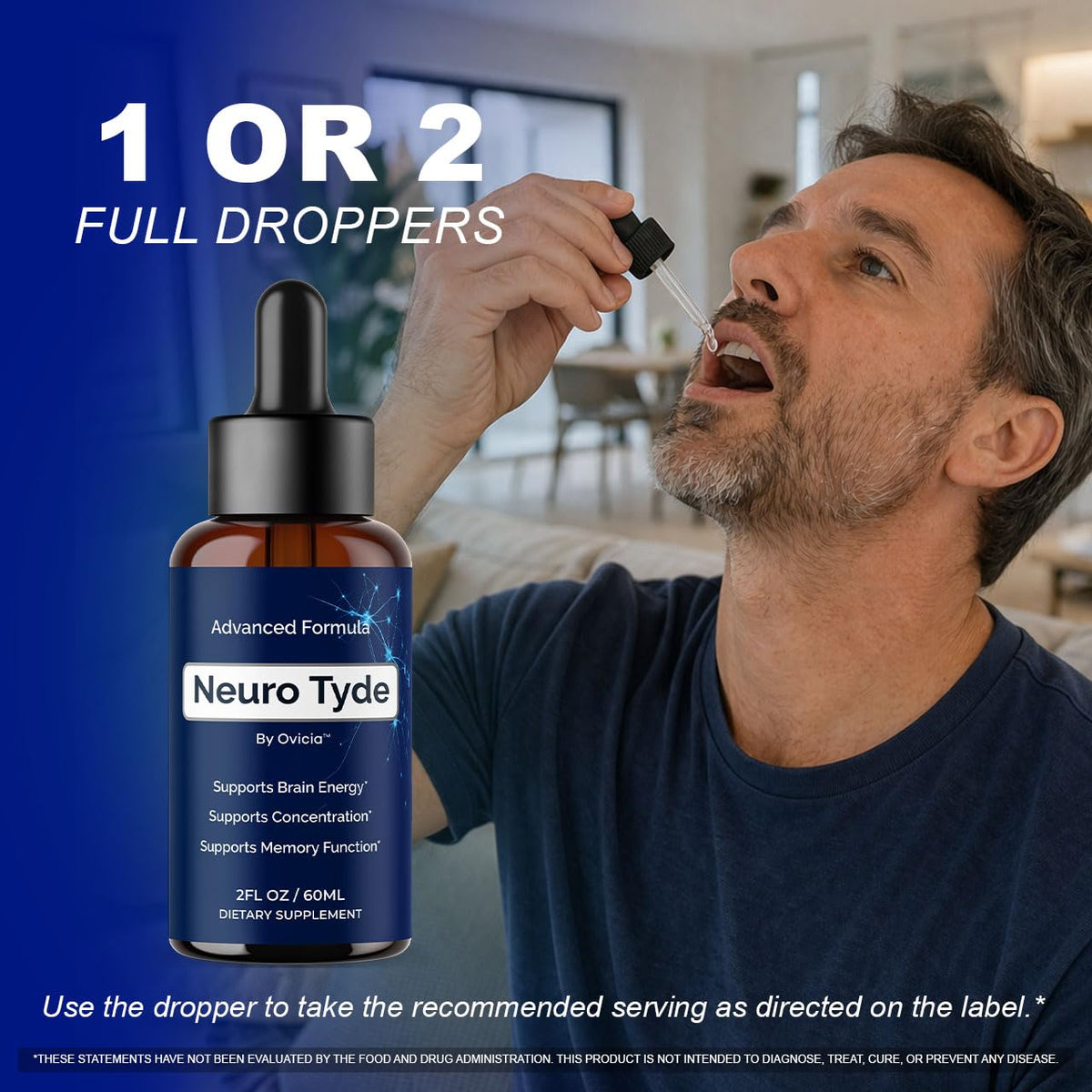 NeuroTyde Drops - Neuro Tyde Support Premium Liquid Advanced Formula, Daily Neurotyde All Natural Ingredients Support Focus Memory for Overall Health & Wellness, 1 Bottle for 1 Month