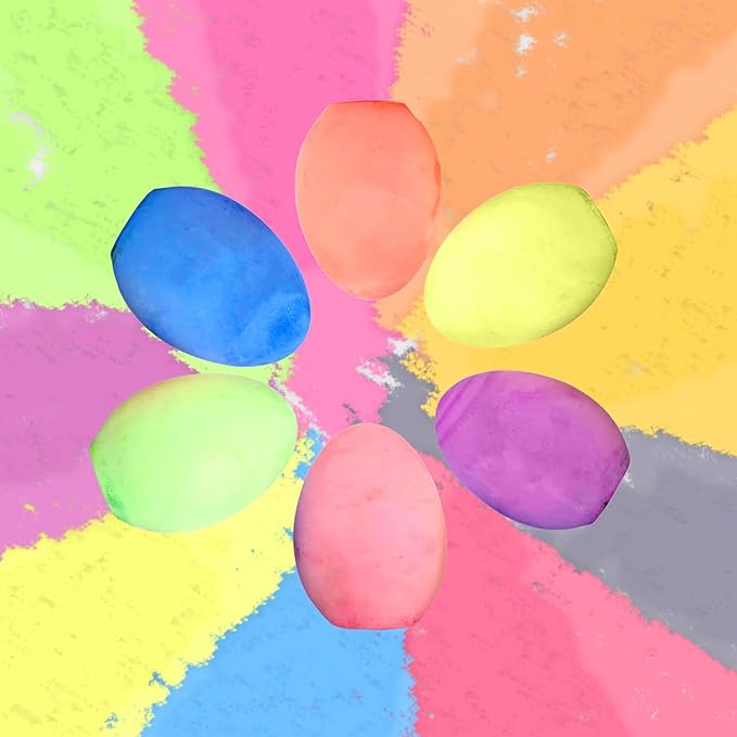 Kid Made Modern Sidewalk Chalk Set for Kids - Washable, Neon Colored Egg Chalk for Outdoor Play and Chalkboard Art - Ages 3+ (6 Pieces, Multicolor)