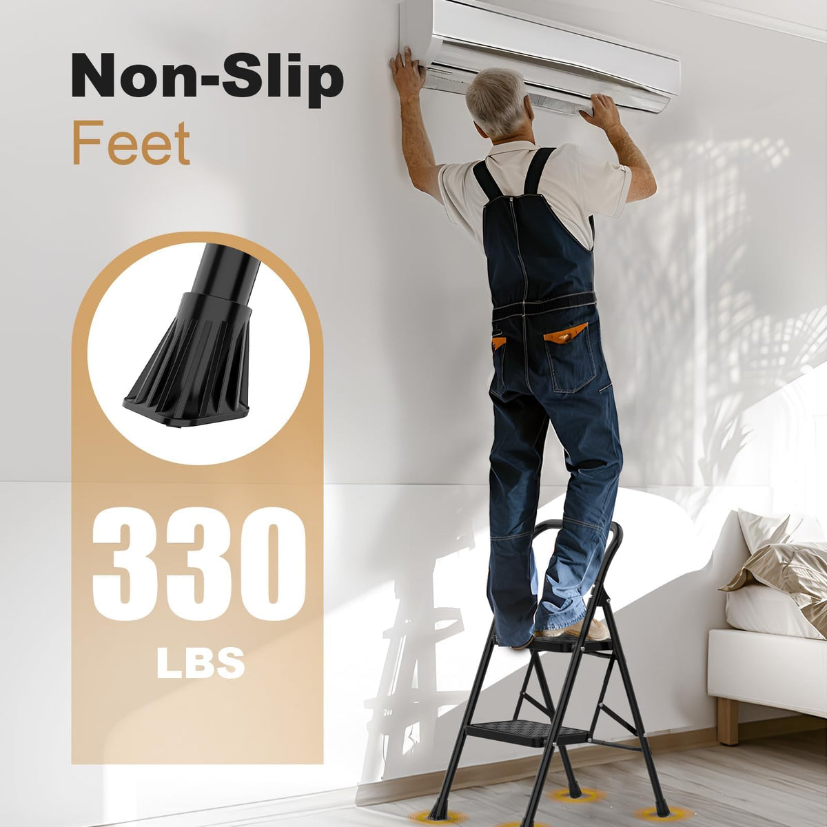 HBTower 2 Step Ladder, Step Stool for Adults,2 Step Ladder Folding Step Stool with Wide Pedal Ergonomic Design
