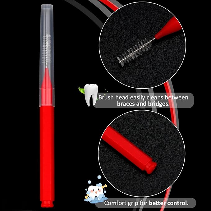 Patelai 100 Pieces Braces Brush for Cleaner Interdental Brush Toothpick Dental Tooth Flossing Head Oral Dental Hygiene Flosser Toothpick Cleaners Tooth Cleaning Tool(Delicate Colors,Plenty Sizes)