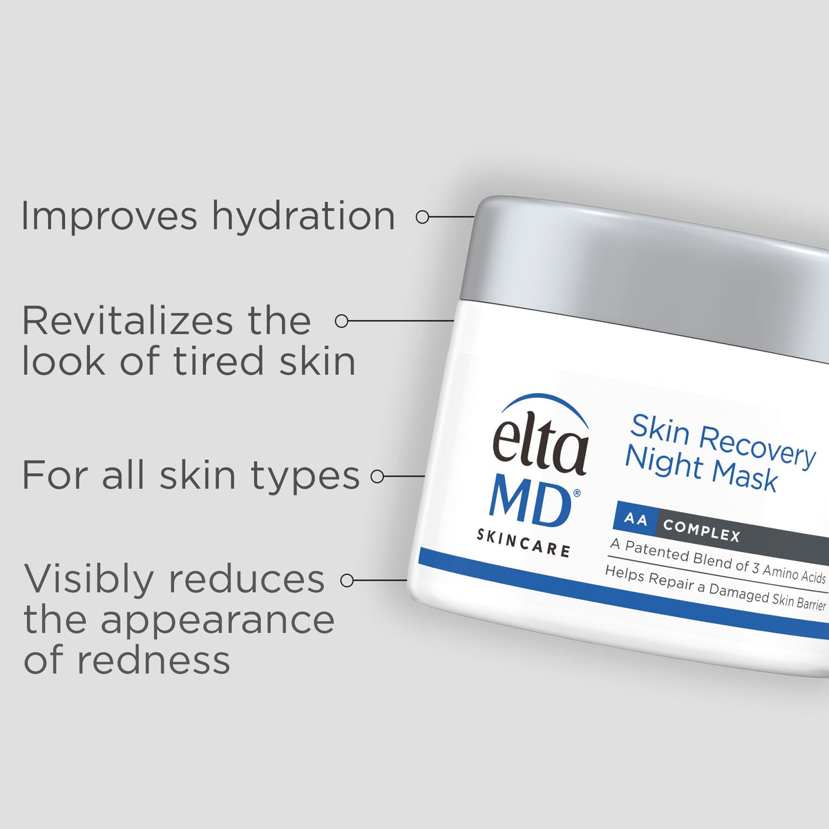 EltaMD Skin Recovery Overnight Face Mask, Moisturizer Cream Night Mask for Face & Neck, Safe for Sensitive Skin, 1.7 oz Jar