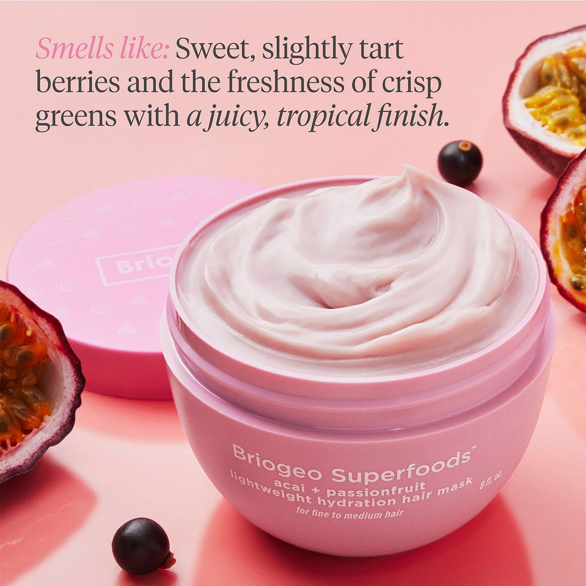 Briogeo Superfoods Acai + Passionfruit Lightweight Hydration Hair Mask – Deep Conditioner for Fine Hair, Boosts Shine & Softness, Weightless Moisture, Vegan & Cruelty-Free