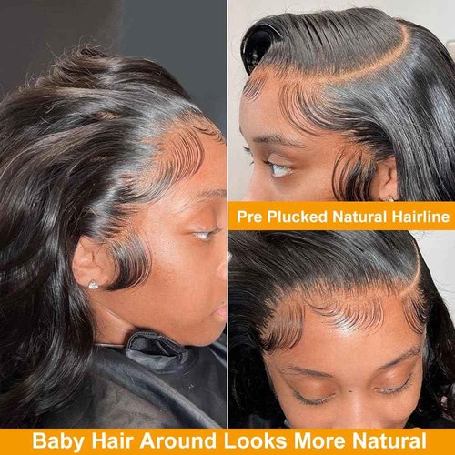 MsSunlight Body Wave Lace Front Wigs Human Hair Pre Plucked 13x6 HD Transparent Lace Front Wigs Human Hair 180% Density Glueless Wigs Human Hair with Baby Hair for Women 24 Inch
