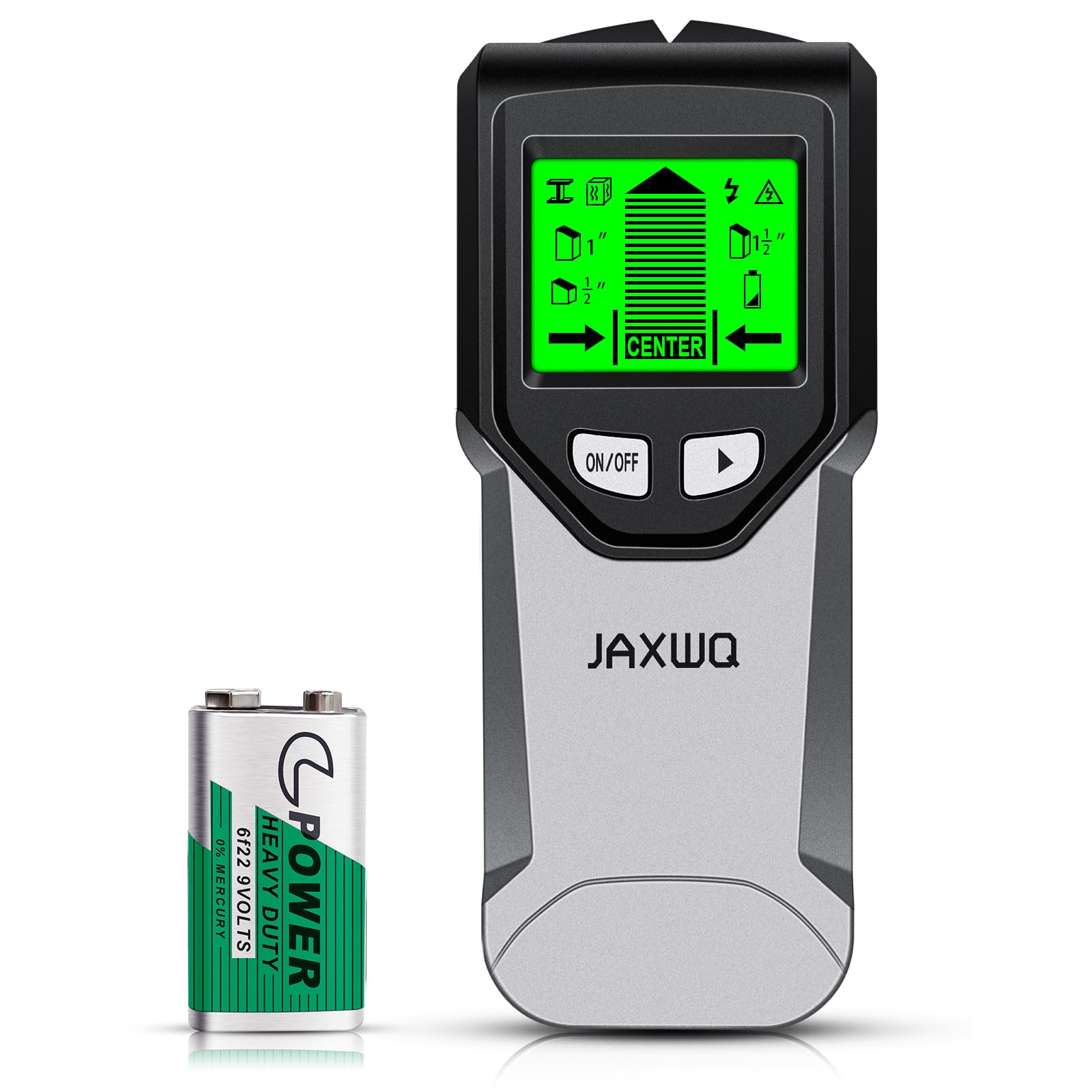 Stud Finder Wall Scanner - 5 in 1 Stud Finder Tool w/Smart Chip and HD LCD Display, Stud Detector Beam Finders for the Center and Edge of Wood AC Wire Metal Studs Joist Pipe (‎Silver Plate)