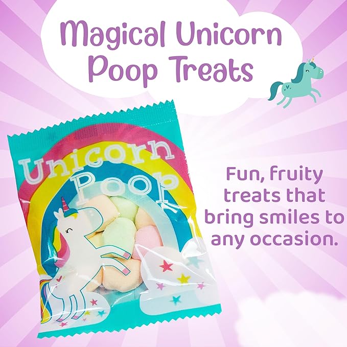 Unicorn Poop Candy - Made in the USA - 24 Unicorn Party Supplies - Unicorn Birthday Party Favors for Kids - Bulk Candy Packs for Classroom