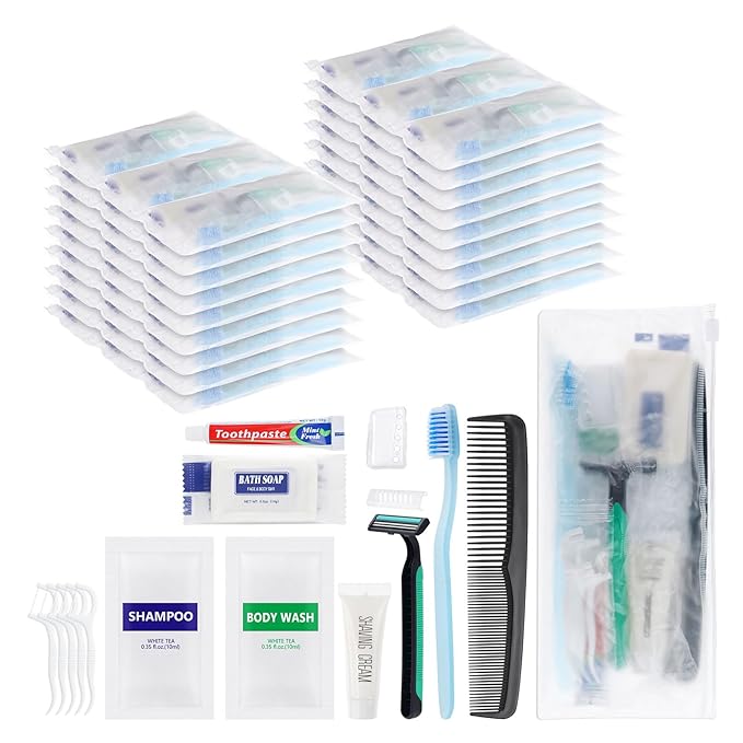 Pack of 5 Travel Size Toiletries Kit Individually Packed,Personal Hygiene Kit for Men Homeless Care Package Supplies Bulk