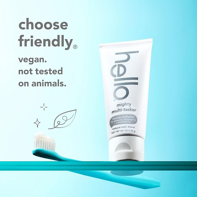 hello Mighty Multitasker Fluoride Toothpaste, 8-in-1 Toothpaste with Minty Flavor, Anticavity, Antigingivitis, Antisensitivity, Strengthens Enamel and Whitens, 2 Pack, 4.0 Oz Tubes