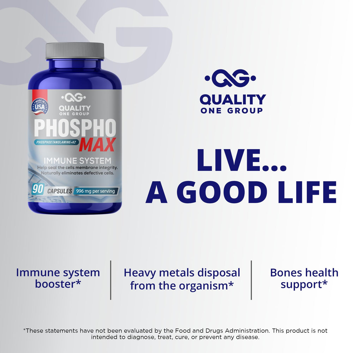 Phosphomax - Fosfoetanolamina - Unique Blend of Phosphoethanolamine to Boost Your Immune System- Natural Fosfoetalonamina, 26 Years of Researched Formulation - 180 Capules