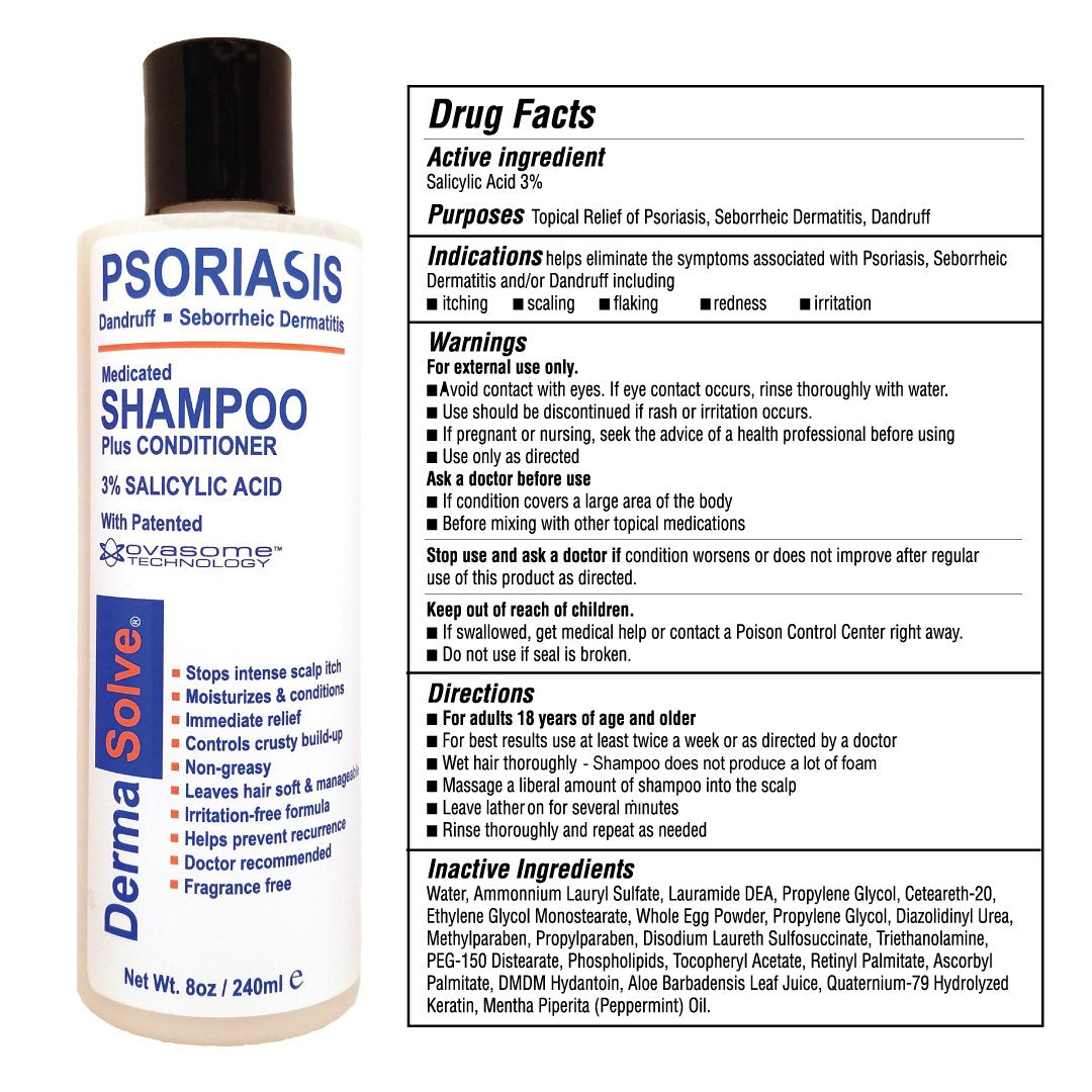 Psoriasis Shampoo and Leave-In Styling Spray Conditioner (Combo Pack) | Detangler for Sensitive Skin, Soothing Anti Dandruff, De-Flake, Dry Scalp Treatment for Seborrheic Dermatitis & Damaged Hair