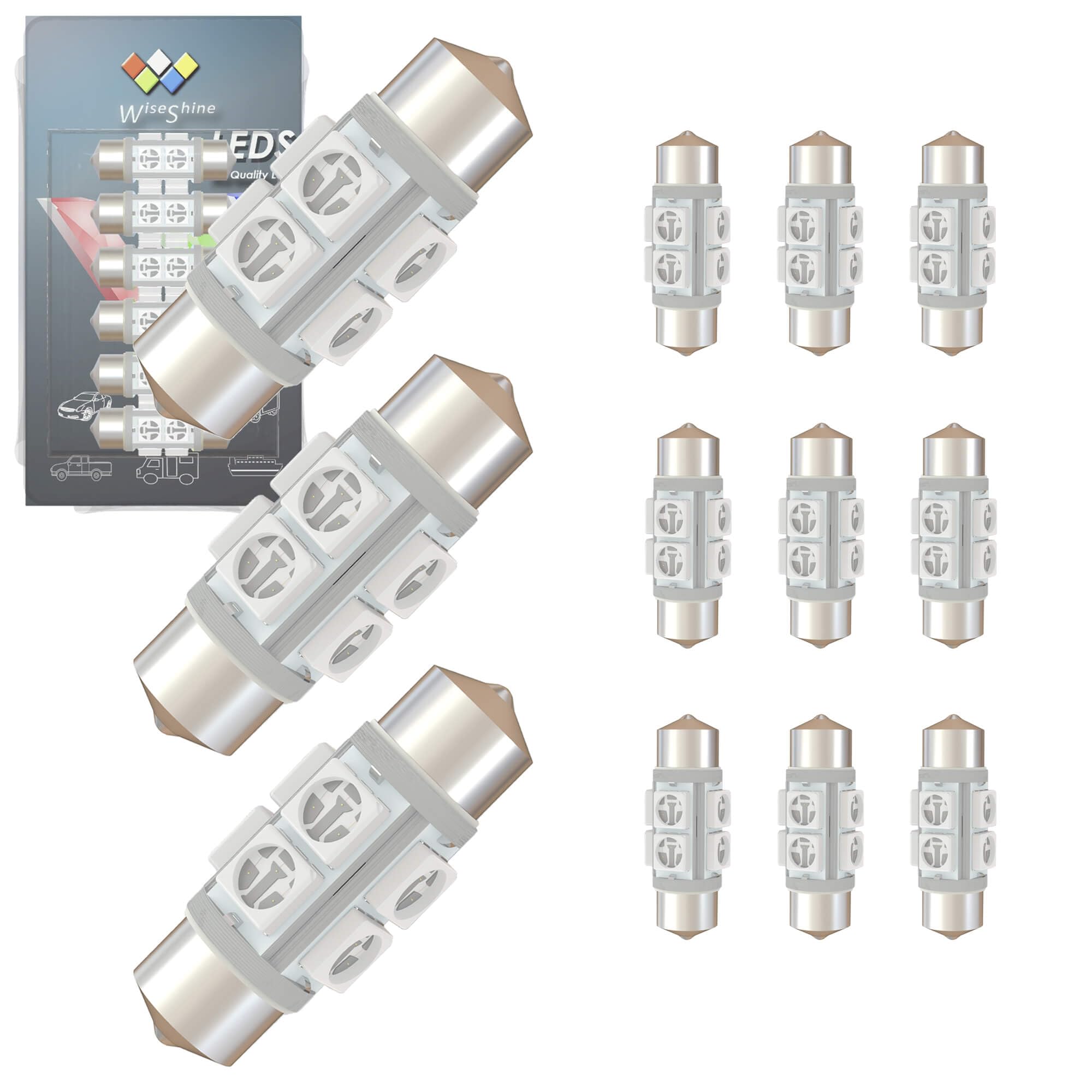 Wiseshine DC 24V 36mm Festoon Dome LED Bulb Blue 6418 6411 C5W DE3423 LED Bulbs for Truck Interior Dome Trunk Lights (Pack 12)