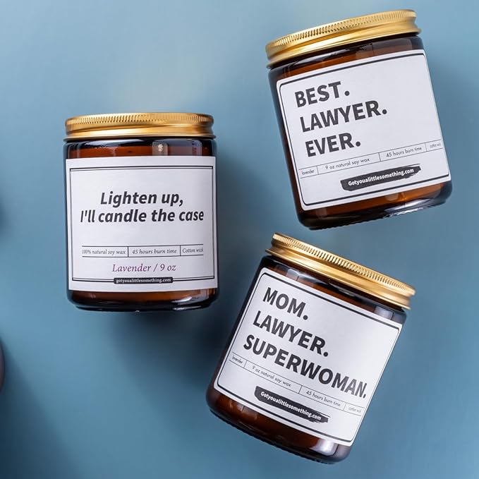 Lawyer Gifts for Women – Lavender Scented Candle | Funny Birthday Candle for Lawyer, Law School Graduation, Bar Exam, Presents for Attorney, Office Desk Present - Law Gifts for Appreciation, Christmas