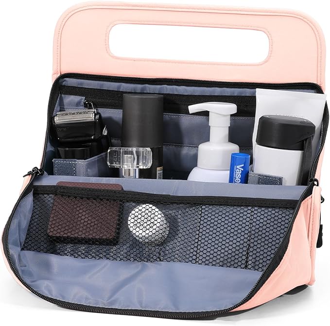 CONTAIL 13 Inch 3L 4-in-1 Travel Essentials Organizer, Small Business Handbag, Suitcase Drink Holder,Phone Tablet Holder,Airport Accessories Storage,Pink