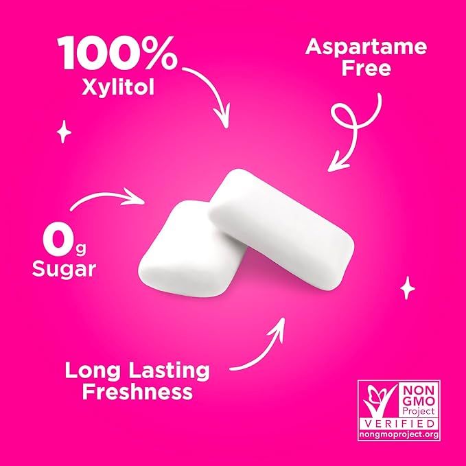 PUR Gum | Aspartame Free Chewing Gum | 100% Xylitol | Natural Pomegranate Mint Flavored Gum, 55 Pieces (Pack of 1)