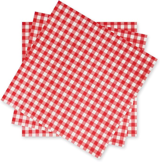 Gatherfun Disposable Red and White Gingham Paper Napkins (Pack of 50)
