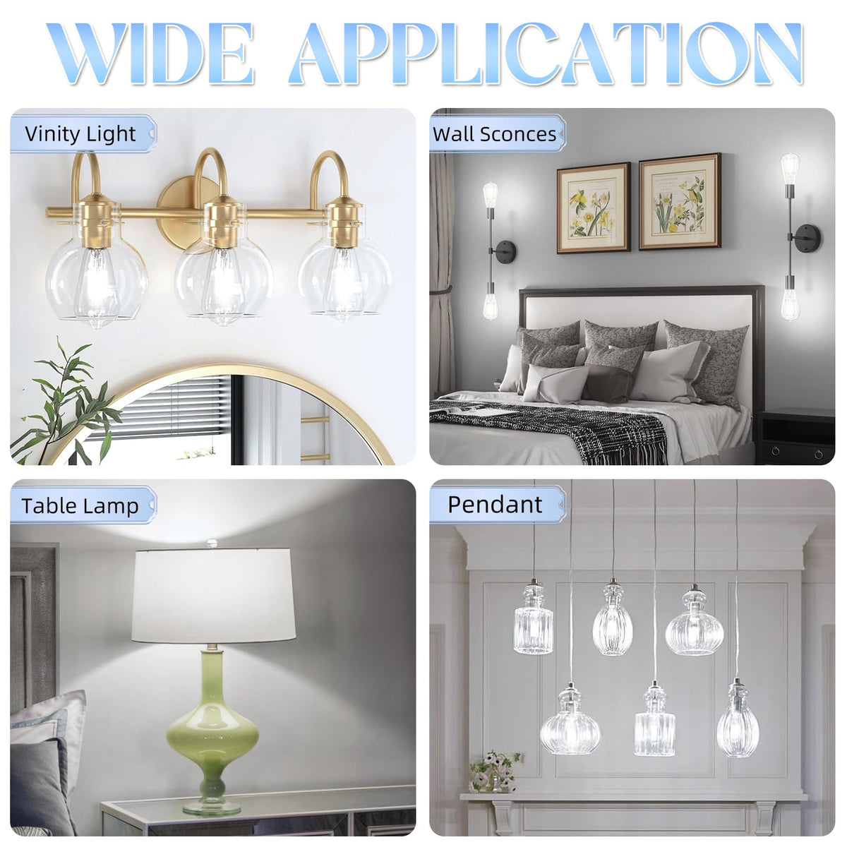 GvvooHome Edison Bulbs, E26 LED Bulb 60 watt Equivalent, Non-Dimmable, 4000K Daylight White, ST58 Vintage Light Bulbs, 90+ CRI, 6W 600LM, E26 Medium Base, Clear Glass, 6 Pack